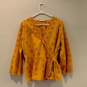 Madewell yellow/gold wrap top🌼